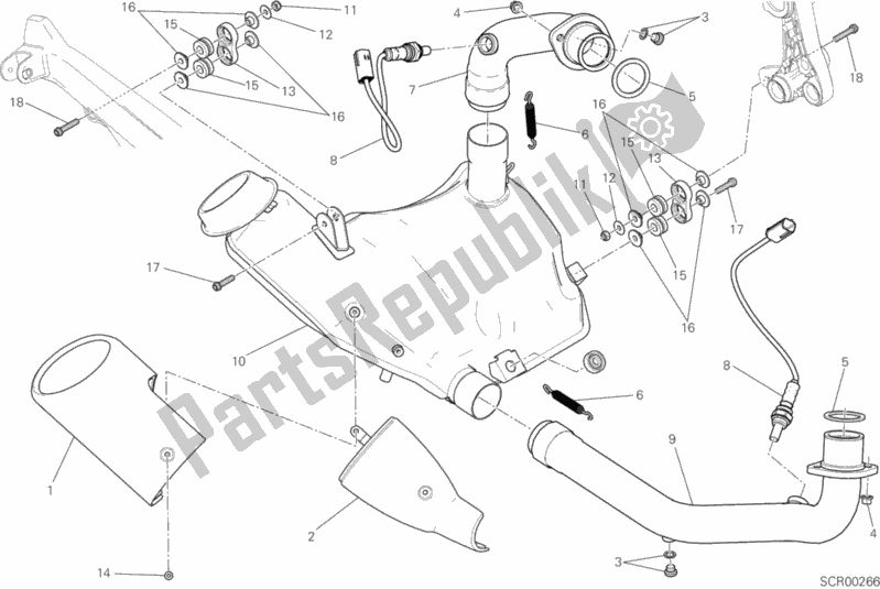 Tutte le parti per il Impianto Di Scarico del Ducati Scrambler Sixty2 Thailand USA 400 2018
